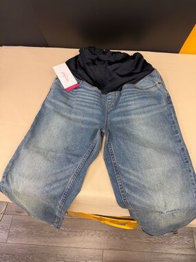 Isabel Maternity Denim 90s straight size 4 Black Stretch Waistband 28” inseam